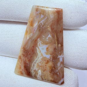 Natural Pink Plume Agate Cabochon 32x22x4mm 24 Ct Loose Gemstone Trapezoid Flatback Cab for Wire Wrapping Jewelry Making