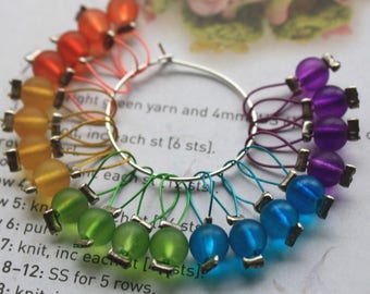 20 Stitch markers frosted rainbow
