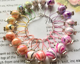 20 Stitch markers marbled inks