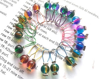 Knitting stitch markers 20 two tone glow