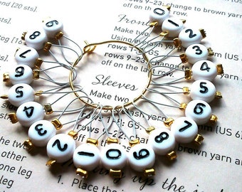 Loop knitting stitch markers white numbers x20