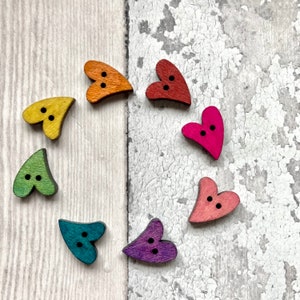 Wooden buttons 21mm rainbow of hearts two designs sets of 8 image 2