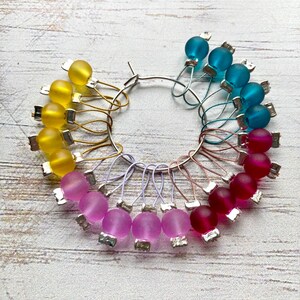 Loop stitch markers for knitting x20 frosted rainbow image 5