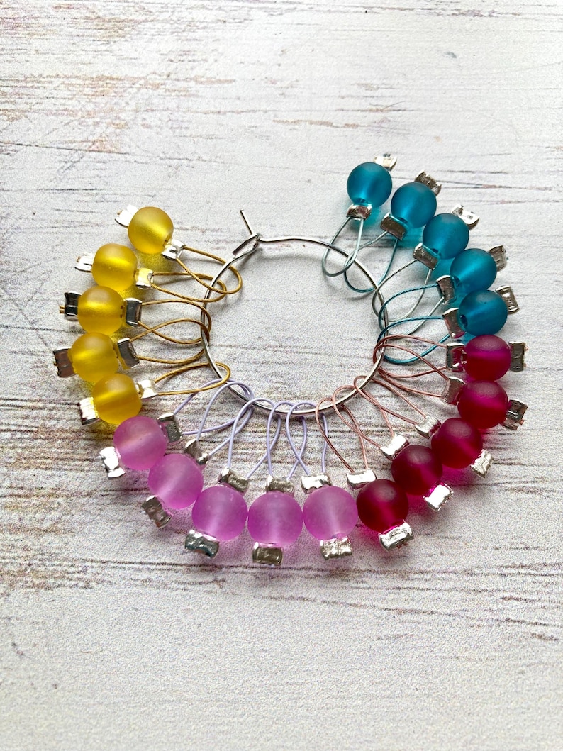 Loop stitch markers for knitting x20 frosted rainbow image 5