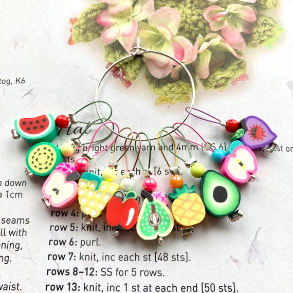 Knitting Stitch Markers 10 Mixed Kawaii Fruits 