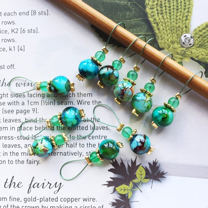 10 Knitting stitch markers Jade jewels image 0