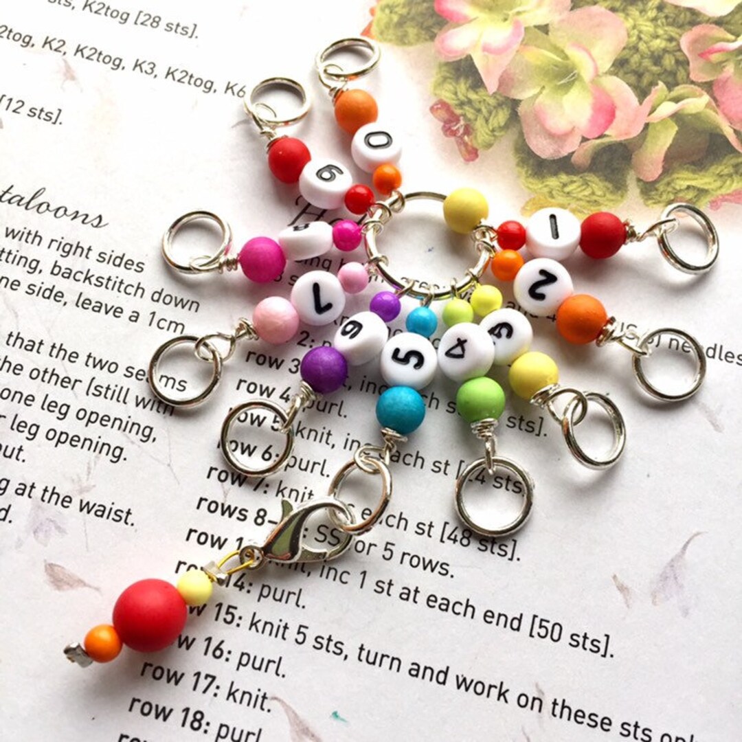 Knitting Row Counter Handmade Numbered Rainbow Rings - Etsy