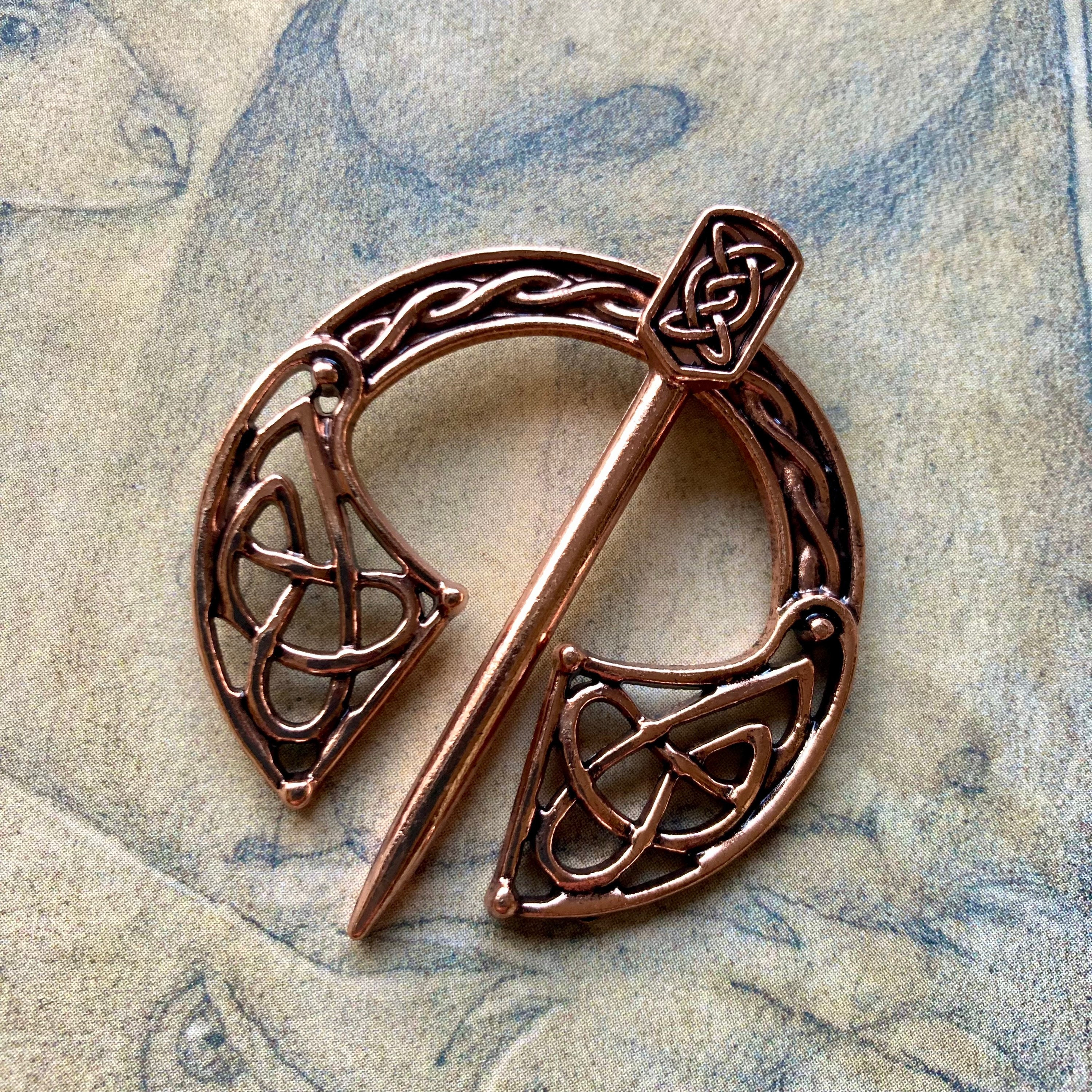 ✨ Pure Brass Celtic Penannular Brooch Cloak Pin Clasp - Medieval