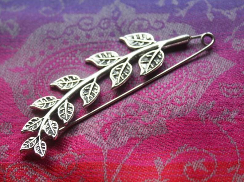 Shawl pin/ brooch branch with leaves Etsy