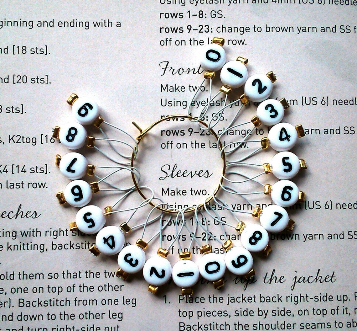 20 Knitting Stitch Markers White Numbers Etsy UK