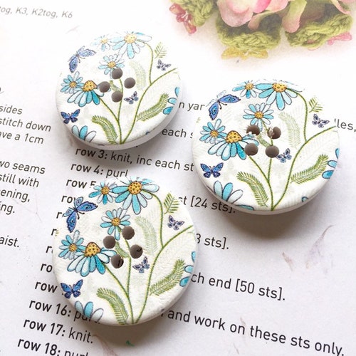 Set of 6 Botanical and Butterfly Porcelain Buttons 2.3cm in - Etsy