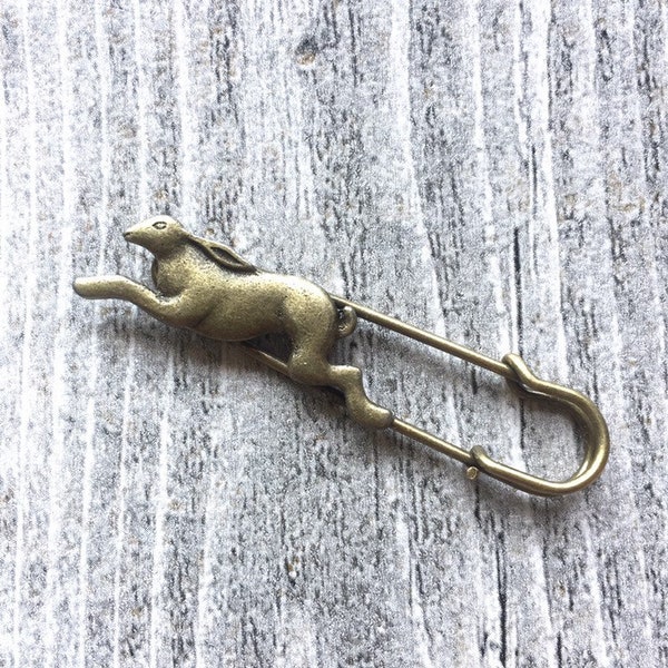 Shawl pin/ brooch Running hare