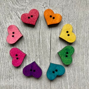 Wooden buttons 21mm rainbow of hearts two designs sets of 8 image 3