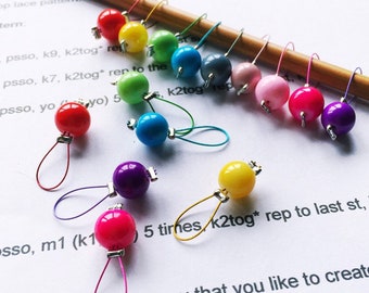 Knitting stitch markers 10 opaque glass beads