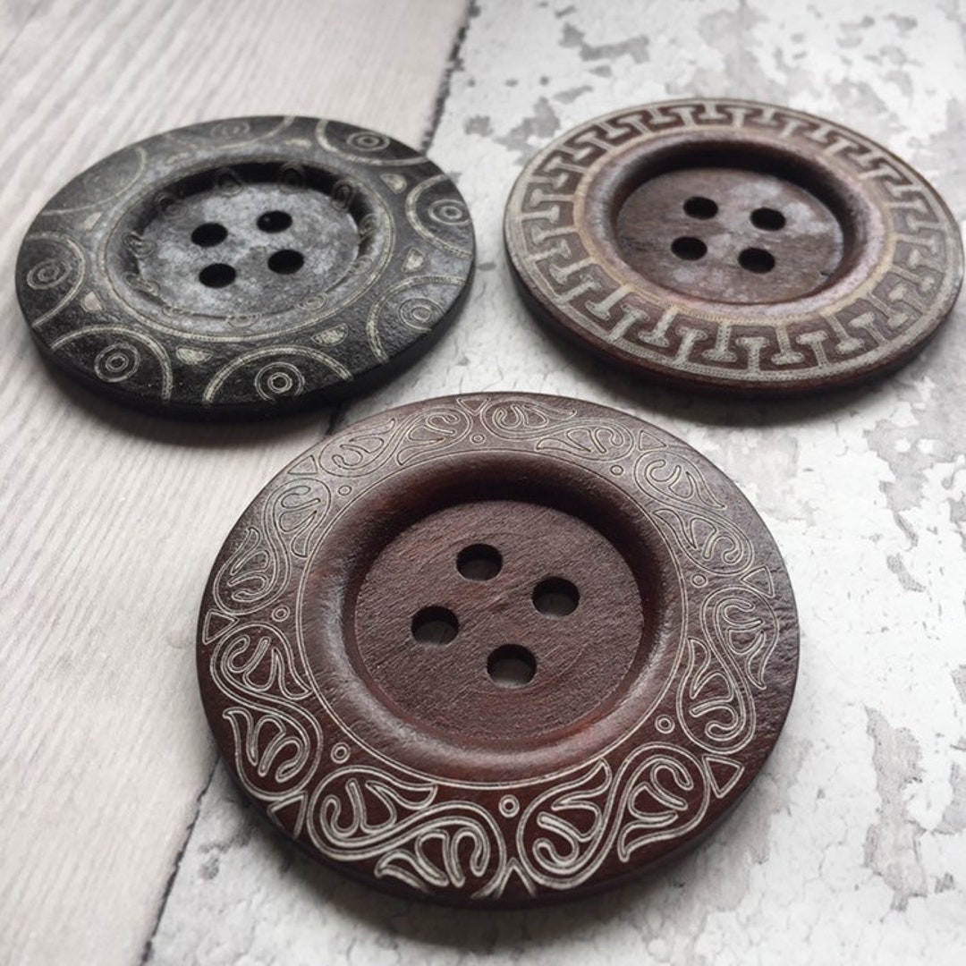 Wooden Buttons 6cm Giant Ornate Designs - Etsy
