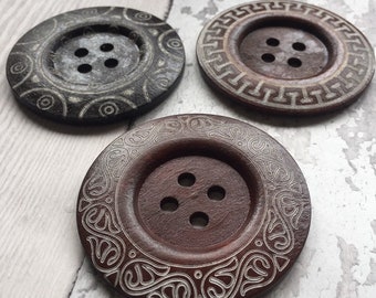 Wooden buttons 6cm giant ornate designs