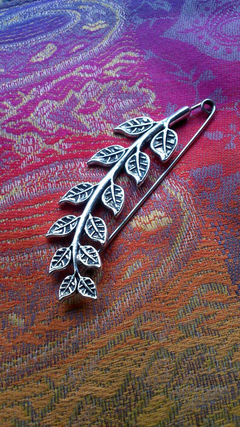 Shawl pin/ brooch branch with leaves Etsy