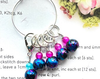 Stitch markers x5 for knitting Pinkplosion