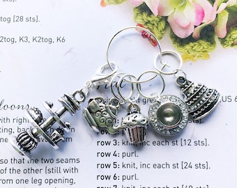 Stitch markers Afternoon tea x5 choose knitting or crochet