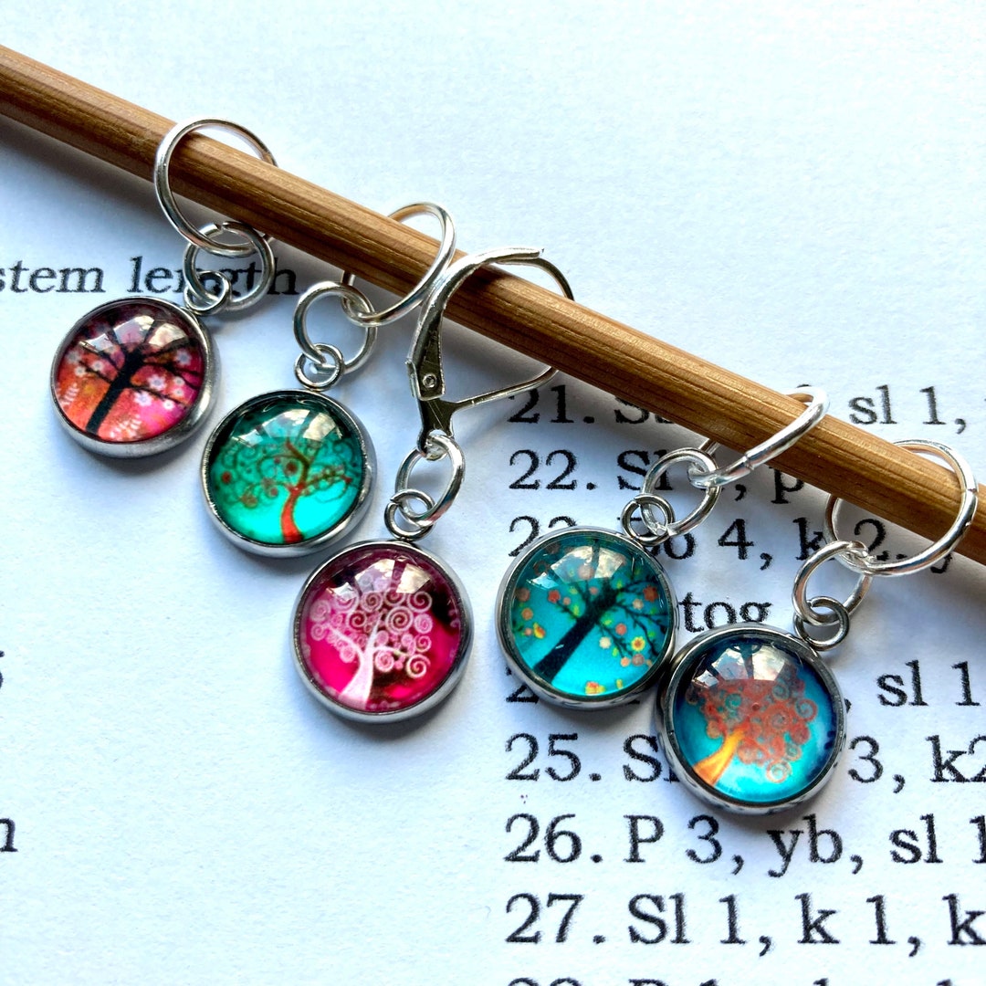 Knitting Stitch Markers Marbled Blues Limited Edition Set of 6 