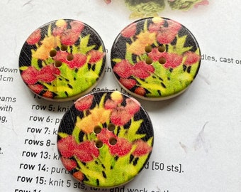Set of 6 Wooden buttons Tulips 3cm