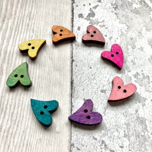 Wooden buttons 21mm rainbow of hearts two designs sets of 8 image 6