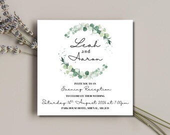 Floral Square Evening Reception Invitation | Minimalist Wedding Stationery | SRP SQ2