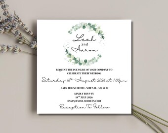 Floral Square Wedding Invitation | Minimalist Wedding Stationery | SRP SQ2