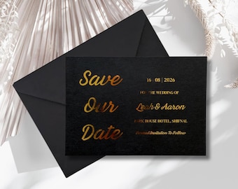 Black Gold Foil Save The Date Cards | Modern Wedding Stationery | SRP4