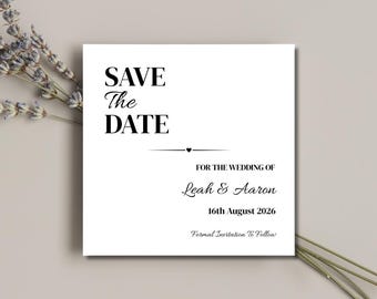 Simple Square Save The Date Cards | Minimalist Wedding Stationery | SRP SQ1