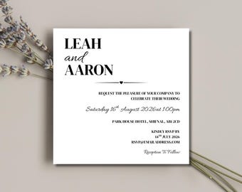 Simple Square Wedding Invitation | Minimalist Wedding Stationery | SRP SQ1