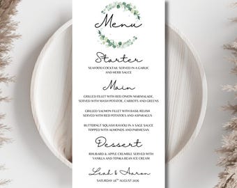 Floral Modern Wedding Menu Cards | Minimalist Wedding Stationery | SRP10
