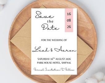 Pink Save The Date Cards | Minimalist Wedding Invitations | SRP5