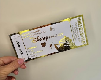 Personalised Disney Cruise Foil Ticket: Surprise Trip Keepsake | White Card