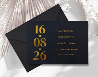 Black Gold Foil Save The Date Cards | Modern Wedding Stationery | SRP3