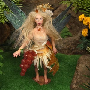 Flora is Larger Ooak Handmade Fairy, Clay Fruit pixie, All hand done, elf fey No mold