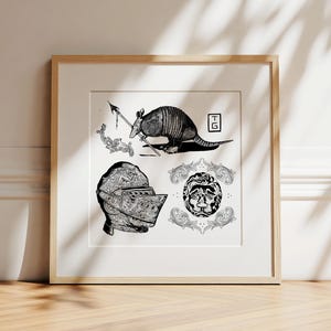 Feuille de tatouage flash : conception d'armure dessinée à la main - style gravure à l'encre