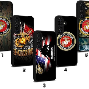 Funda Samsung del Cuerpo de Marines para Galaxy S20 S21 S22 S23 S24 S25 FE S26 Plus Ultra Note 10 20 / A10 A14 A15 A53 / Serie Z Fold y Flip