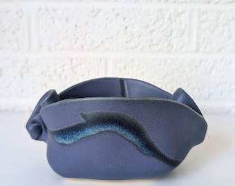 Vintage Hilborn Pottery Bowl | Purple and Blue Flow | Double Pinch Pot | Canada