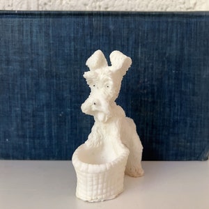 Vintage Carved Stone Scottie Dog Figurine | Dog and Basket Figurine