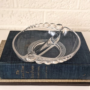 Vintage Duncan Miller Glass Divided Dish in Teardrop Pattern