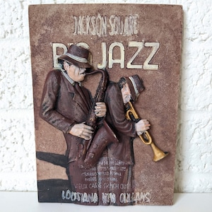 Vintage Jackson Square Big Jazz Wall Plaque | New Orleans, Louisiana Wall Art | Musician or Jazz Lover Gift