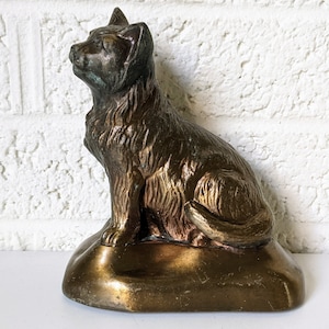 Vintage Brass Banthrico Cat | 1974 Piggy Bank | Coin Bank | NO BOTTOM