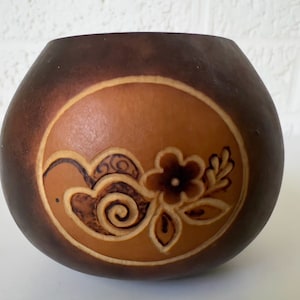 Vintage Carved Gourd Trinket Dish, Tiny Bowl