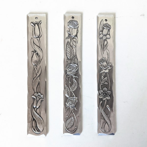 Individual Vintage Wendell August Forge Pewter Bookmarks, Lamp or Fan Pull, or Chimes | Jonquils, Tulips, or Roses