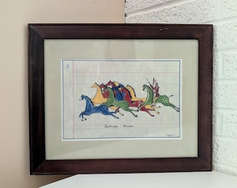 Original Signed Ledger Painting | Signed "Trout" | "Captures Horses"