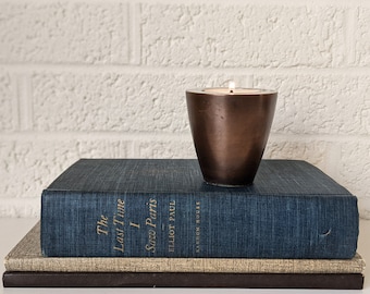 Vintage metall teljushållare | Tung metall med koppar - bronsfärgad finish | Ljuslykta