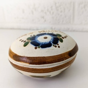 Vintage Round Pottery Box from Puerto Vallarta Artisans
