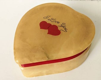 Vintage Heart Shaped Alabaster Box | Italian Alabaster | Jewelry or Trinket Box | Ducceschi USA Regalo Ltd. | Made in Italy | Valentine