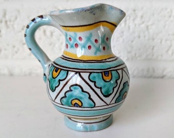 Vintage Italian Deruta Pottery Creamer, Ewer, Pitcher, or Bud Vase